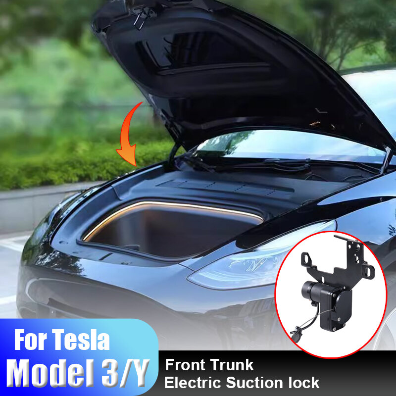 For Tesla Model Y 3 X S 2021-2023 Front Spare Box Electric Lock Automatic Adsorption Easy Installation Soft-closing Accessories