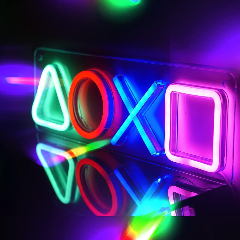 Letrero de neón con icono de juego personalizado, lámpara LED colorida para colgar en la pared, decoración artística de Bar y Club con interruptor