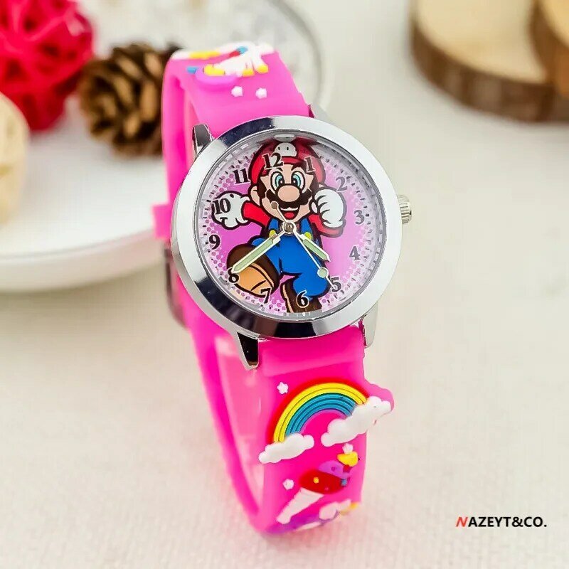 Reloj de pulsera de Mario Bros para niños, cronógrafo electrónico de cuarzo, personaje de Anime, Luigi, Yoshi, dibujos animados, Fútbol 3D, regalo de cumpleaños