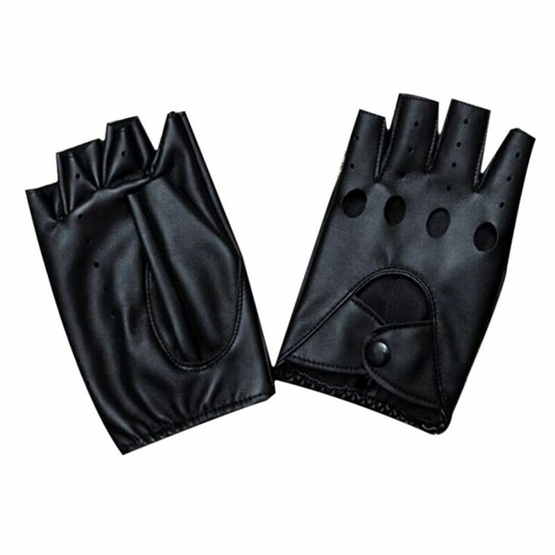 Модные женские Популярные черные перчатки из искусственной кожи с полупальцами для вождения