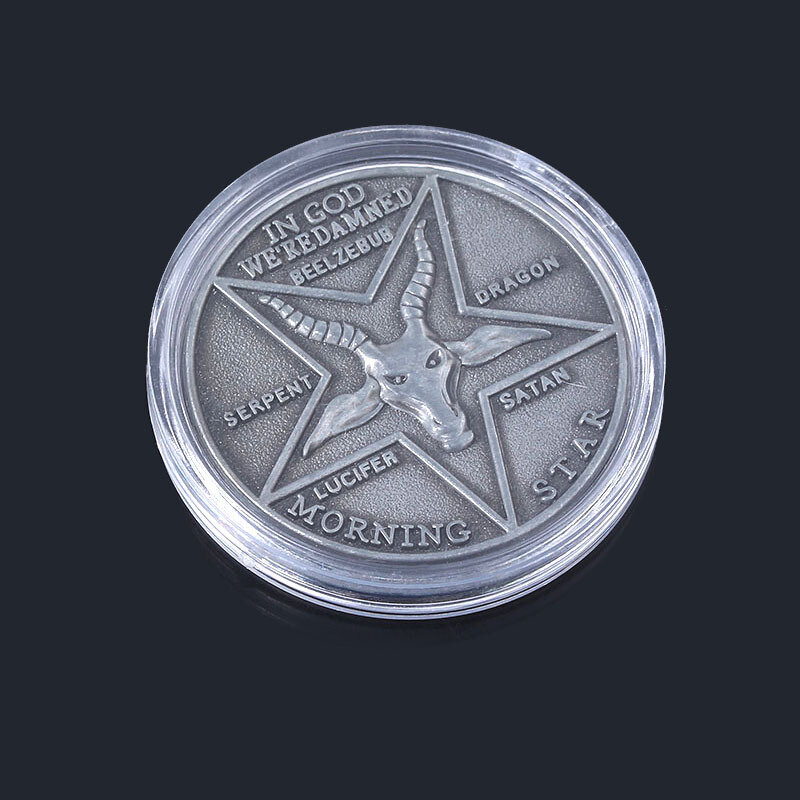 P-jsmen programa de tv lucifer morningstar satânico pentecostes cosplay moeda comemorativa metal moeda emblema dia das bruxas acessórios prop