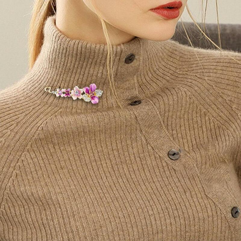 Uniwersalny szal broszka z kwiatem modne eleganckie błyszczące ubrania w płaszczu z klapą kryształowe akcesoria do biżuterii szal W9C1