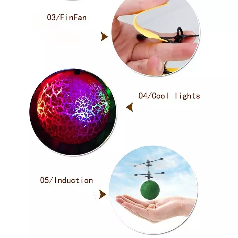 Drone a induzione a infrarossi Flying Flash LED Lighting Ball elicottero bambino giocattolo per bambini rilevamento dei gesti non c' è bisogno di usare il telecomando U