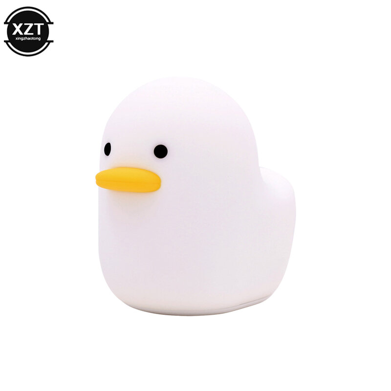 USB Rechargeable Night Light Cute Duck Silicone Night Lights Touch Pat Sensor Bedroom Bedside Lamp for Kids Baby Children's Gift