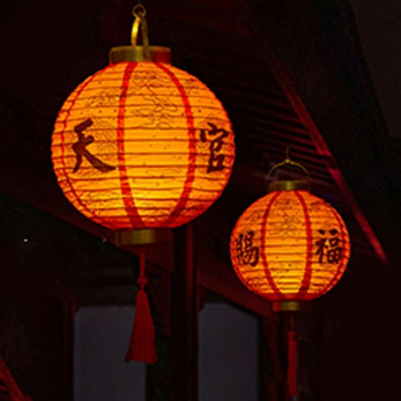 Подвесной китайский красный фонарь, светящийся весенний праздник, светящийся фонарь, красный, удачи, новогодний бумажный фонарь