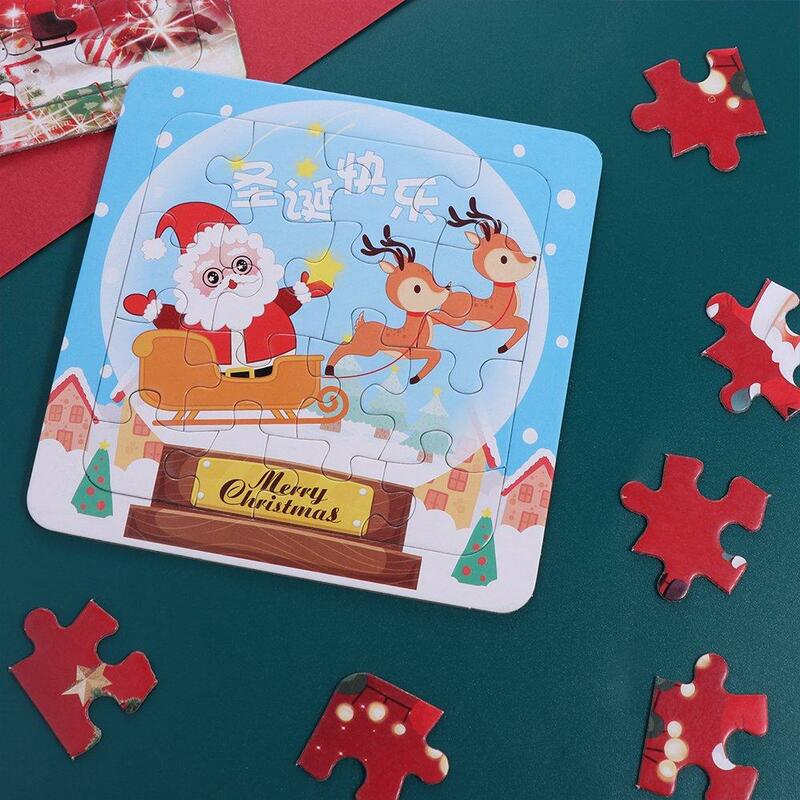 Teka-teki Natal Santa Claus mainan Puzzle buatan tangan mainan 3D teka-teki Santa Claus 3D Puzzle hewan natal Model teka-teki Jigsaw kartun