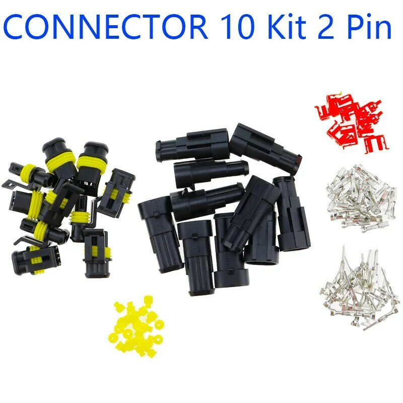 ¡Promoción! Conector de cable eléctrico impermeable, terminales de 1,5mm, 2 pines, HID, lámpara de xenón automática, Kit de 10