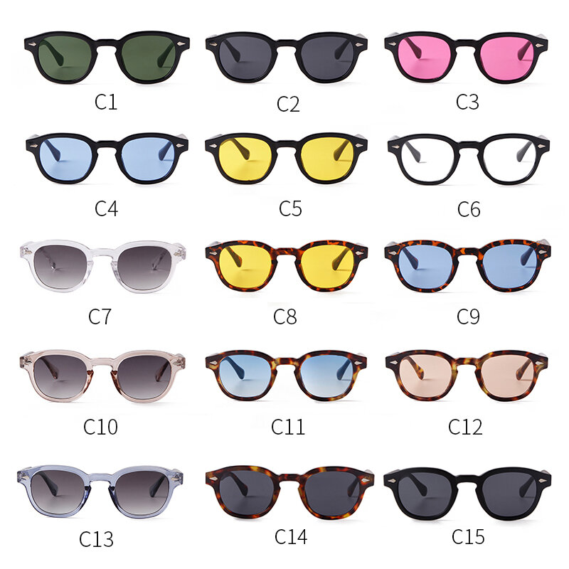 남녀공용 빈티지 거북이 쉘 라운드 선글라스, 레트로 리벳, 노란색, 파란색 렌즈, 사각형 선글라스, UV400, 2024 브랜드 디자인