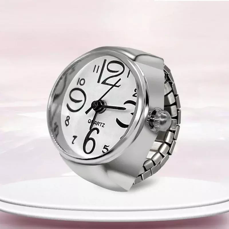 Hot Sale Creative Circular Dial Ring Watch Alloy Case Men's Women's Hand Bracelet Watch