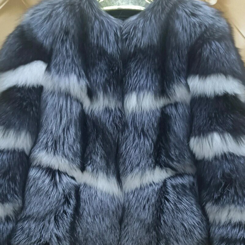 Manteau en fourrure de renard véritable 2022 pour femme, veste élégante et moelleuse, douce et chaude, à la mode, hiver 100%