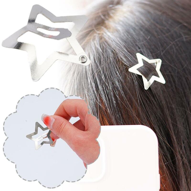 Versátil Star Hair Clip, Estrela Pentagram Hairclips, Metal Snap fresco doce, BB Mini Prata, W8A7, 1 Pc