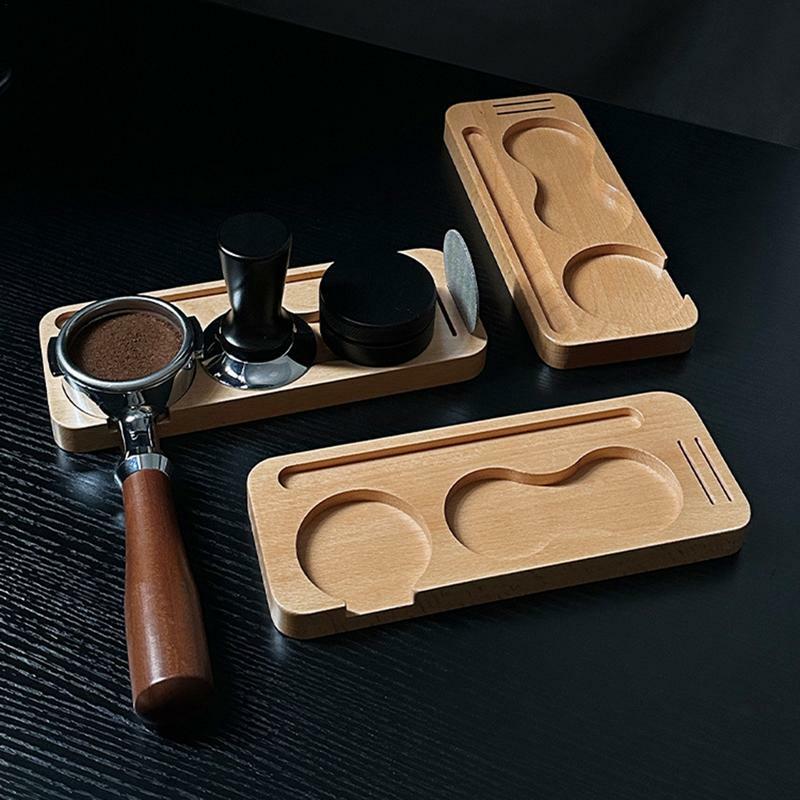 Soporte de Tamper para café, bandeja de almacenamiento con Base de madera, accesorio para Barista, utensilio de cocina, 51/58mm