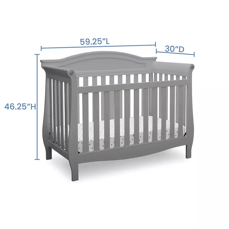 Lancaster 4-in-1 Convertible Baby Crib, Grey