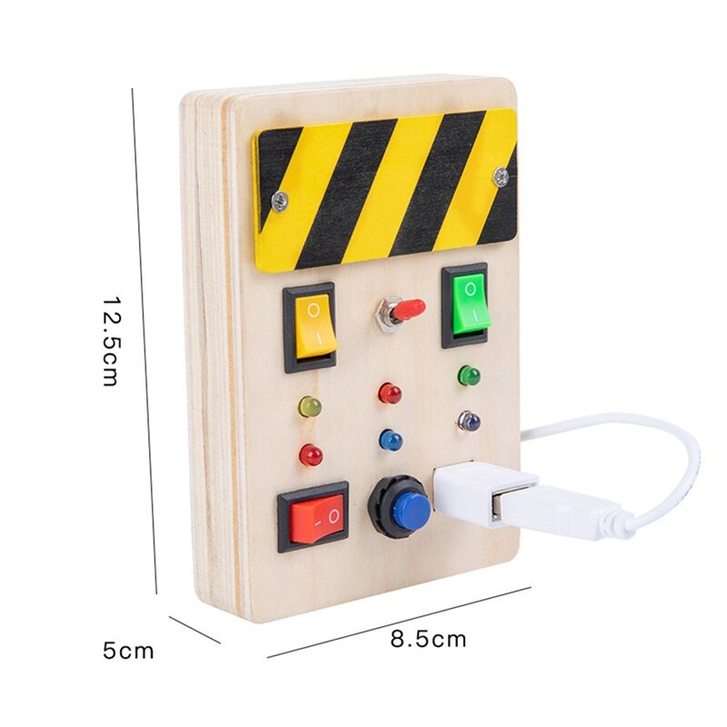 Montessori Busy Wooden Board Wooden Toys With LED Light Switch Control Travel Activities Children Games For Toddlers 2-4Y