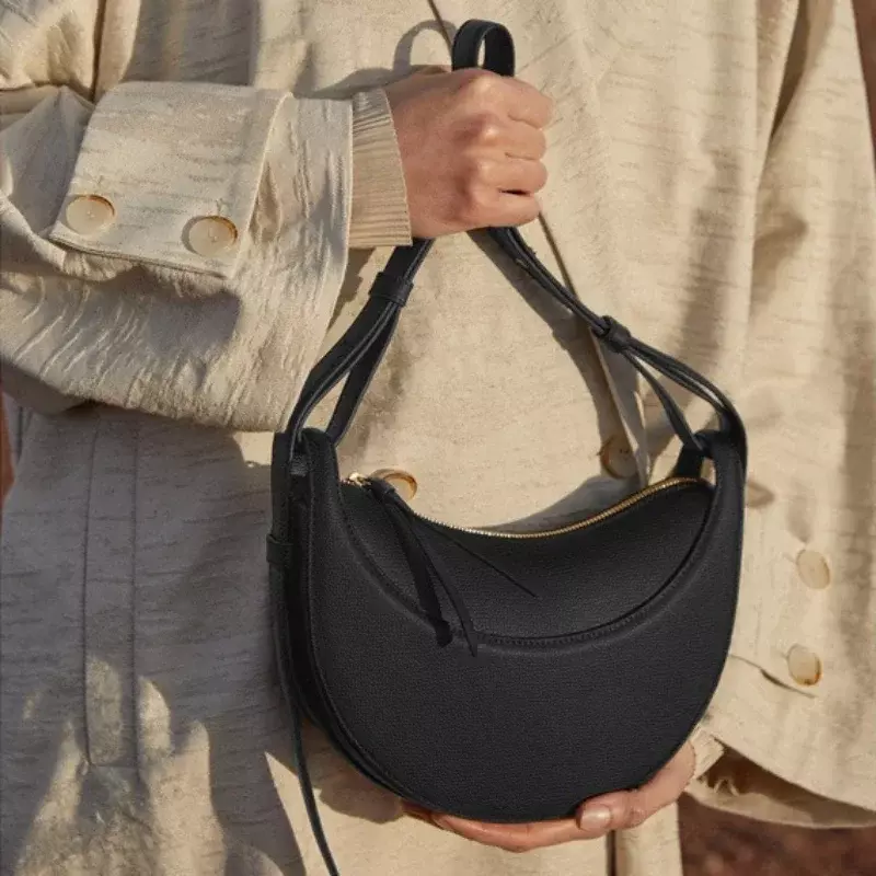 Bolsa de ombro com alça ajustável para mulheres, forma de sela, bolsa axilar, bolsas simples com logotipo correto, cor sólida, moda senhora