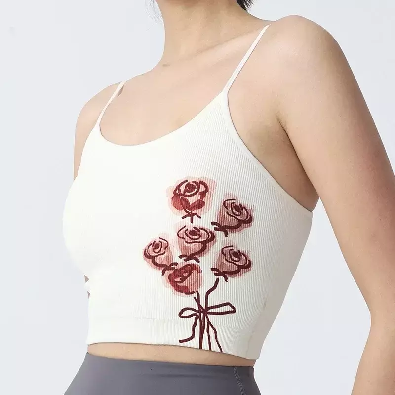 Yoga clothing printing integrated suspender vest uniform size sports shirt sweat-absorbent beauty back fitness bra