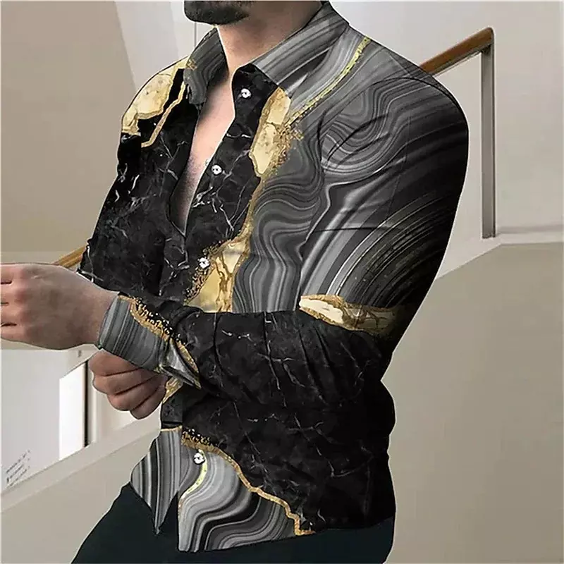 Модная мужская рубашка с лацканами, повседневные уличные топы из высококачественного материала в стиле ретро с рисунком чернил, цветов и бабочек, новинка 2023