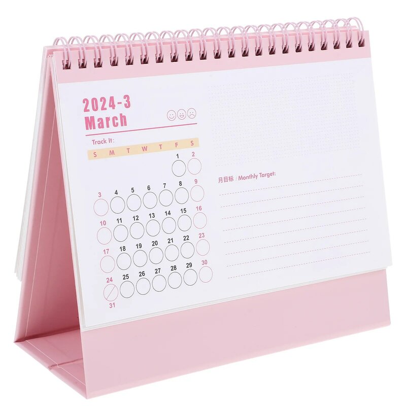 2024 Office Accessories Standing Calendar Decor Household Desk Monthly Easel Note