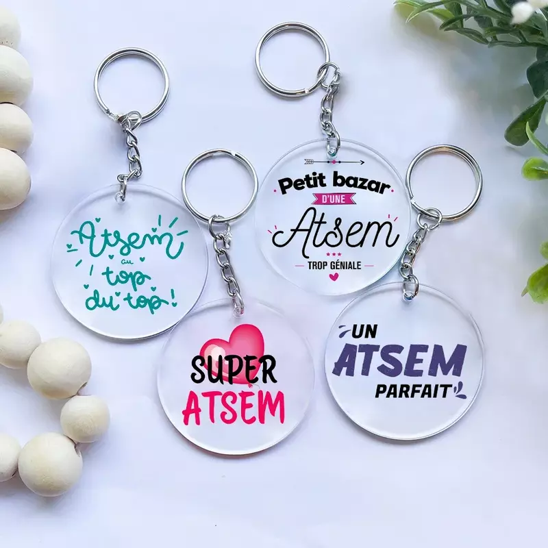 SUPER ATSEM Print Acrylic Key Chain Teacher Keychain Gift  Thanks Mistress Present Gifts Teacher's Day Key Chain for Man Women