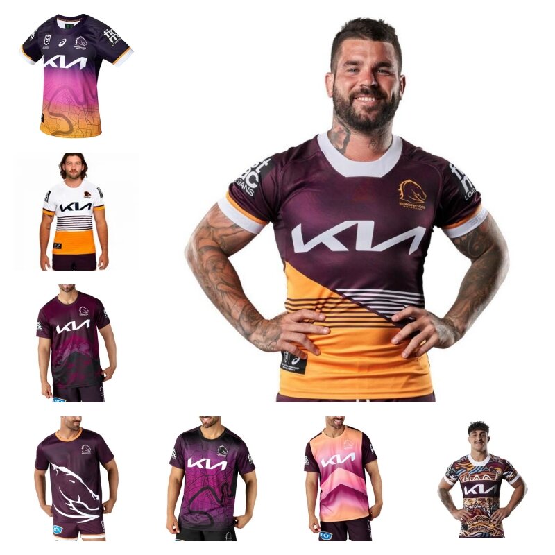 Casa e Fora Treinar Rugby Jersey for Men, Austrália Broncos, 2024