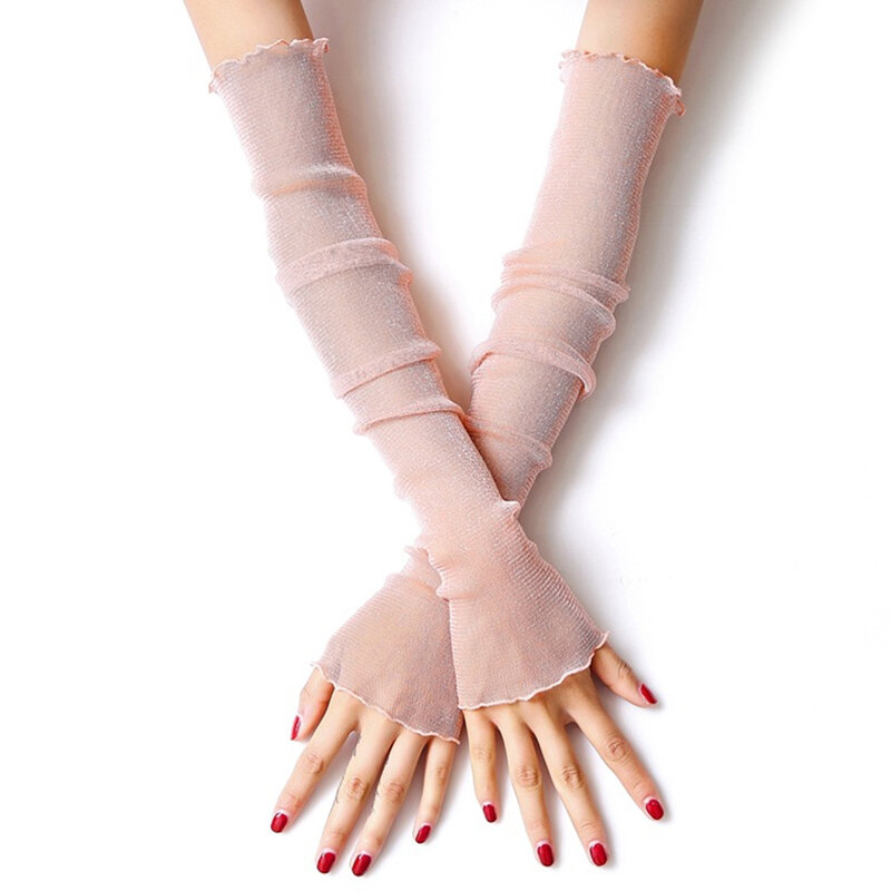 Перчатки женские из вискозы, тонкие сетчатые устойчивые митенки с длинными рукавами, для вождения, защиты от солнца, летние