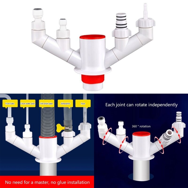 3/5 Pass Outlet Anti backflow Drain Pipe Divider Enjoy a Comfortable Kitchen