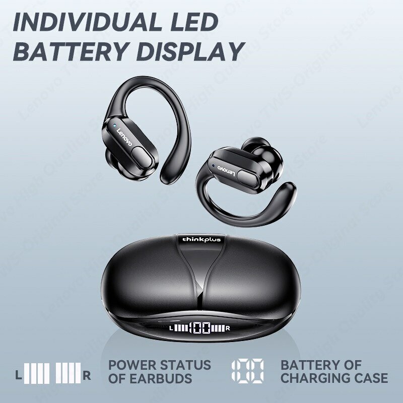 Lenovo XT80 Sports Wireless Headphones com microfone, controle de botão, LED Power Display, som estéreo hi-fi