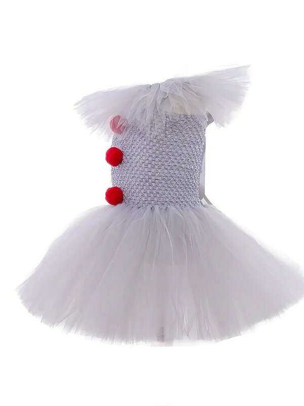 Girl's Princess Tutu Dress Set, Vestido de gaze infantil, Performance Fantasia de Halloween, Palhaço, Novo