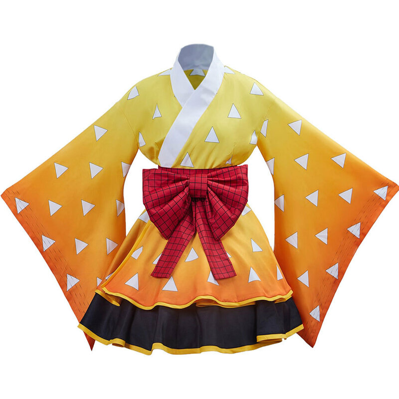 Anime Demon Moordenaar Kimono Meid Jurken Kamado Nezuko Cosplay Kostuum Japanse Kimono Vrouwen Lolita Jurk Halloween Party Cadeau
