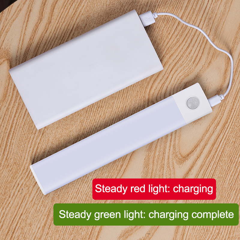 USB 충전식 모션 센서 LED 야간 조명, 주방 캐비닛 침실 옷장용 무선 LED 램프, 10 cm, 20 cm, 30 cm, 40 cm, 60cm