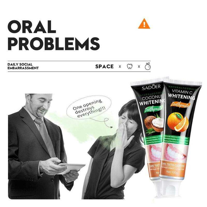 100g orale Vitamin C Zahnpasta weiße Aktivkohle reduzieren Zahnpasta Bleaching Mundgeruch Zähne Zahnpasta Fleck q6e2
