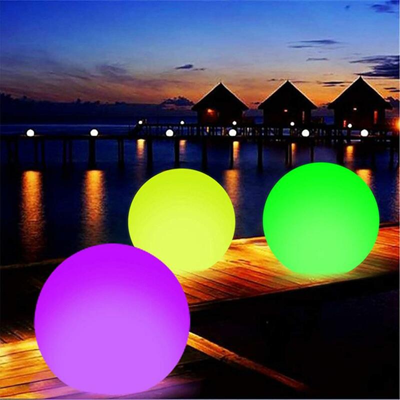 Inflável luminoso PVC balão para crianças, controle remoto, LED piscando bola de praia, onda de água, feriado, iluminação ao ar livre