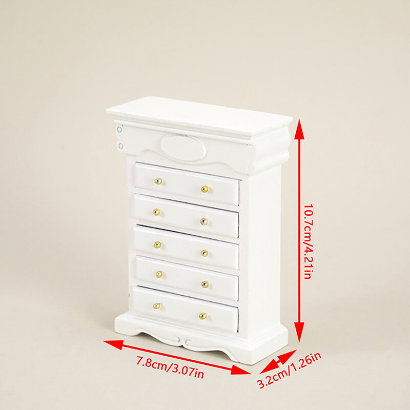 ตู้เก็บตู้มีลิ้นชักขนาดเล็กสำหรับแต่งบ้านตุ๊กตา1/12บ้านตุ๊กตา aksesori perabot โมเดลสำหรับเด็กเล่นสมมติ