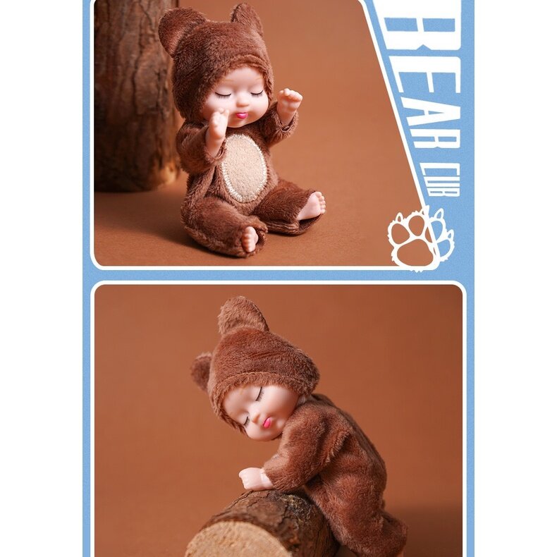 Simulação Rebirth Dolls para Crianças, Mini Boneca Adormecida Boneca, Brinquedo Animal dos desenhos animados, Presente de Aniversário, Kawaii, 12cm, 1Pc
