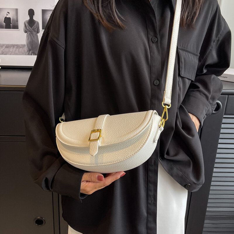 2023 Nieuwe Mode Zadeltas Schoudertassen Voor Vrouwen Trend Hoge Kwaliteit Massief Pu Lederen Crossbody Vrouwelijke Luxe Messenger Bags