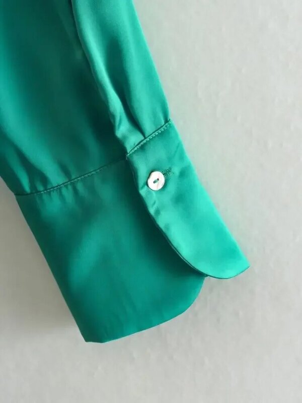 Блузка Женская атласная с длинным рукавом, модная Свободная рубашка с цветочным принтом, на пуговицах, в винтажном стиле, шикарный топ, 2024