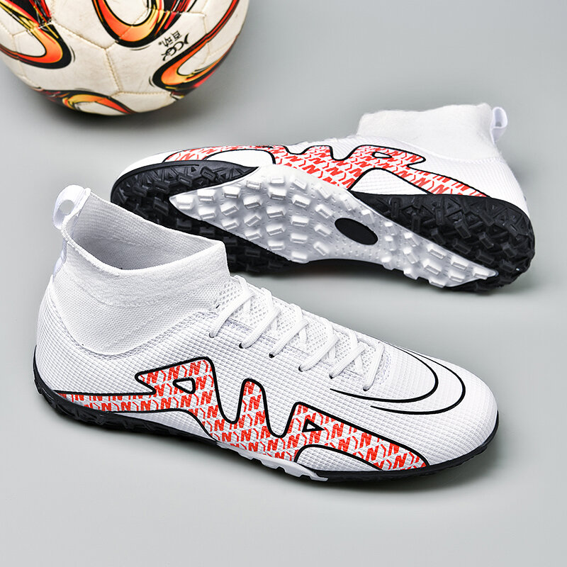 Sepatu sepak bola profesional anak laki-laki, sneaker Futsal besar anti Slip atasan tinggi penjualan laris 2023