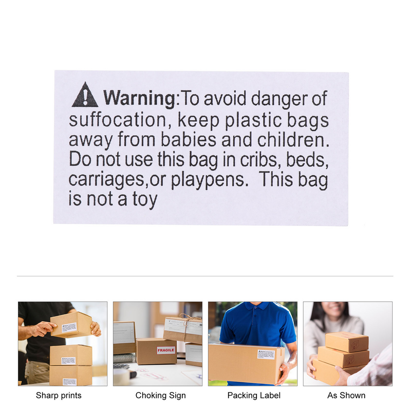 Waterproof Suffocation Warning Label Stickers for FBA Plastic Bags