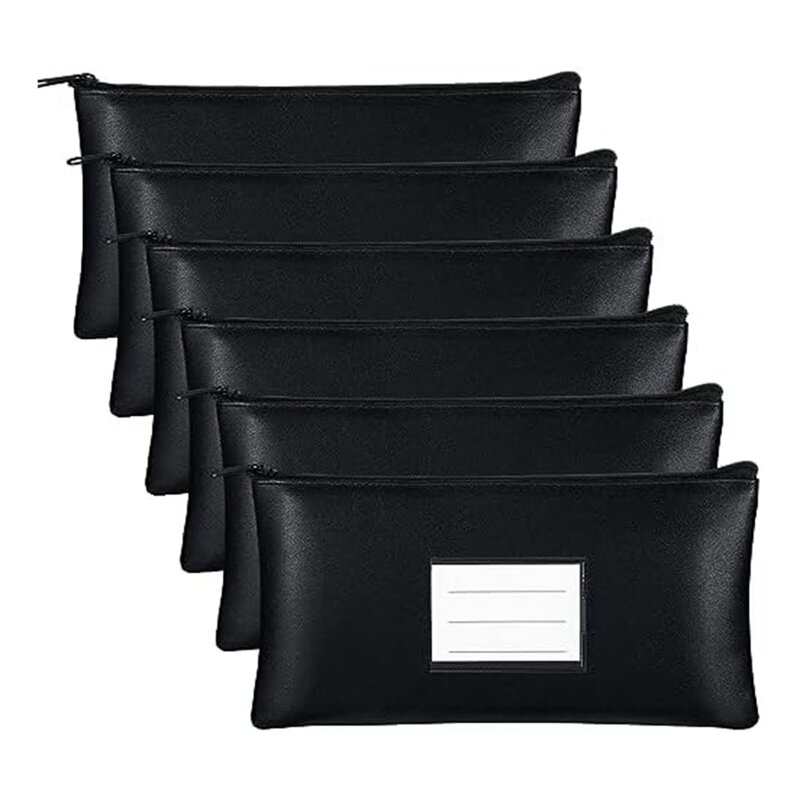 6PC Money Bags With Zipper Security Bank Deposit Bag Money Bag Receipt Holder For Cash Coins Cosmetic Paper Money Tool