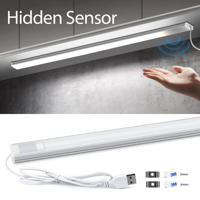 Szafka LED czujnik światła PIR czujnik ręcznego zamiatania lampek nocnych z wtyczką USB 30/40/50CM szafa do sypialni nocna lampka kuchenna