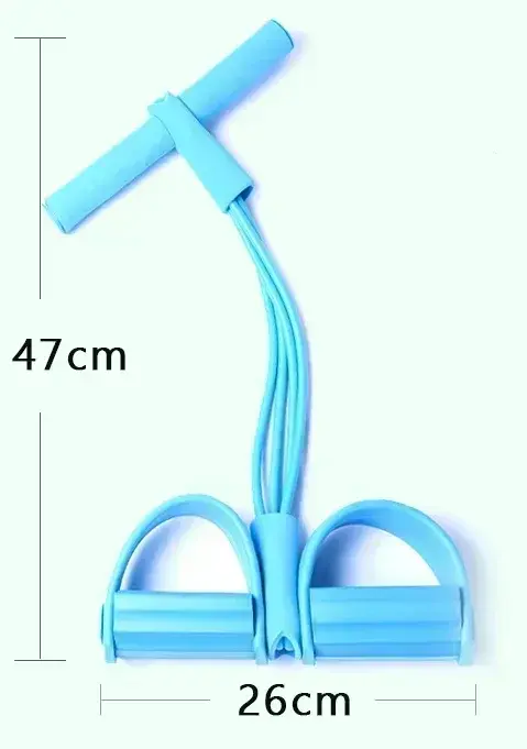 Pedal resistensi elastis kebugaran, pita resistensi elastis untuk latihan olahraga di rumah multifungsi portabel 4 tabung elastis Pedal penarik