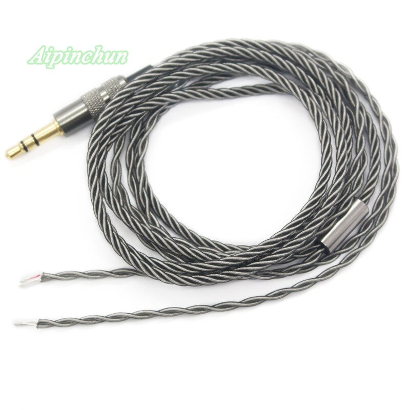 Conector de 3 polos de 3,5mm, Cable de PVC para auriculares, reparación de auriculares, Cable de repuesto plateado, Color gris