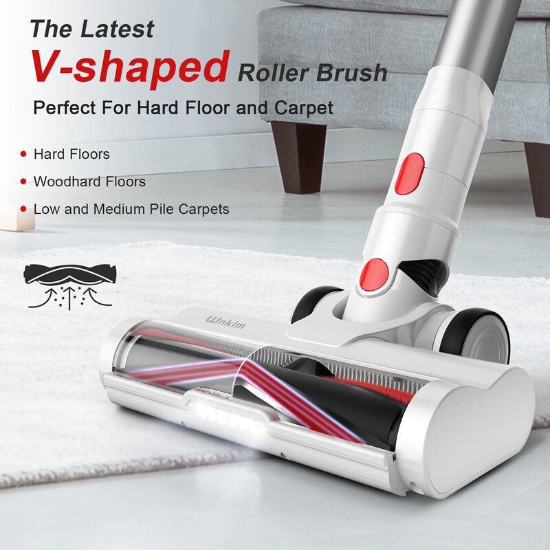 28KPa Cordless Stick Vacuum Cleaner, LED Display, V-shaped Roller Brush, Up to 50min Runtime Vac for Household Cleaning