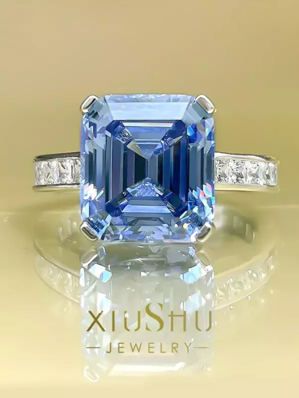 Wunsch neue 925 Silber blau grau Mode Ring Luxus europäischen und amerikanischen Bankett-Stil