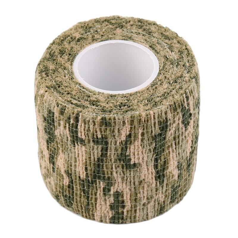Reutilizável Self-Cling Camo Fabric Tape, 500 cm x 5cm, fita, envoltório Fit para trabalhar ao ar livre, wetland, deserto, grama, selva, 1pc