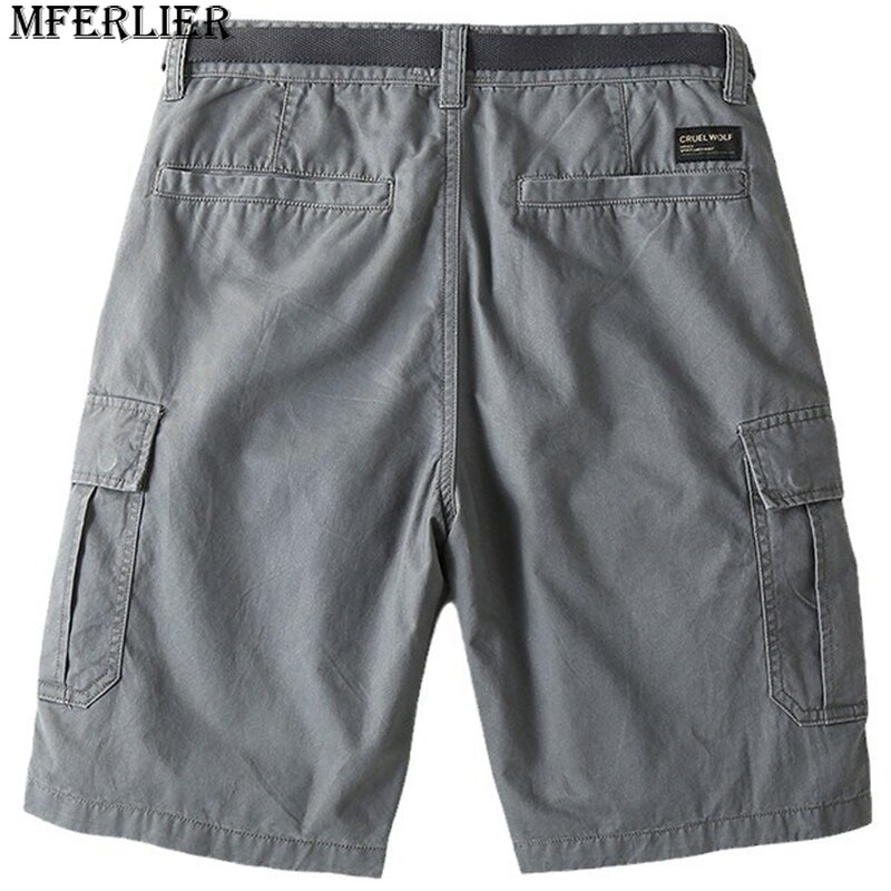 Pantalones cortos Cargo para hombre, Shorts informales de Color sólido, a la moda, Color gris, Verano