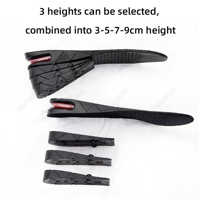 3-9ซม.ที่มองไม่เห็นความสูงเพิ่มพื้นรองเท้าเบาะปรับความสูงส้นรองเท้า Insoles Insert Taller สนับสนุนดูดซับเท้า Pad