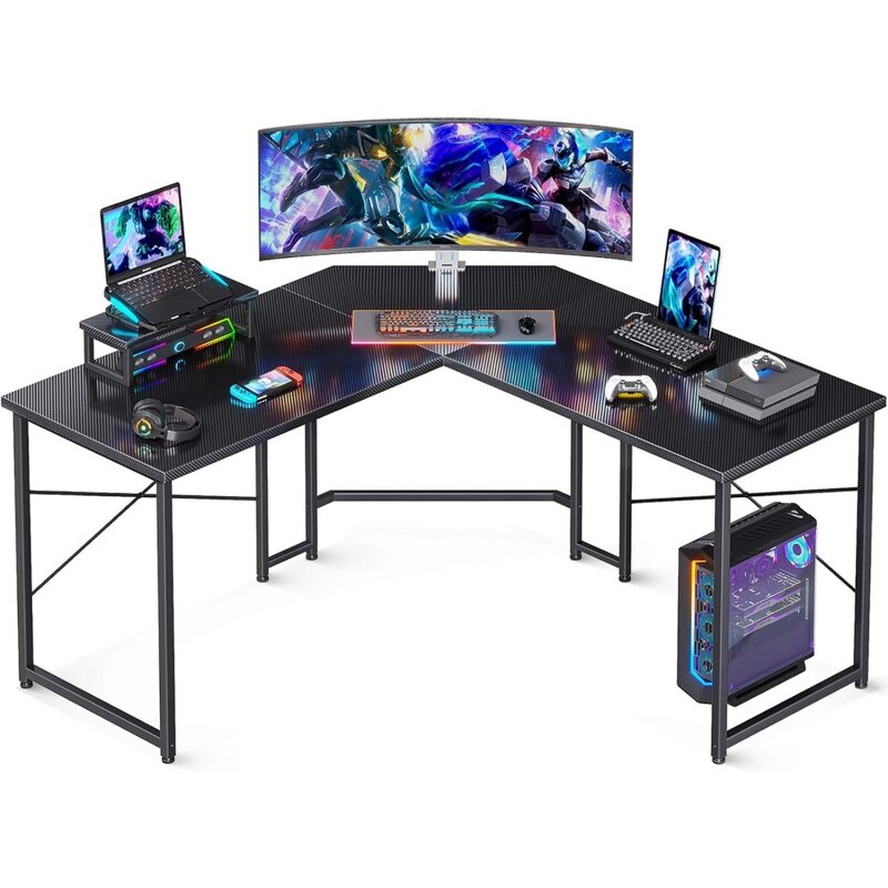 Игровой стол в форме, 51 дюймовый компьютерный стол с подставкой для монитора, игровой компьютерный стол, угловой стол