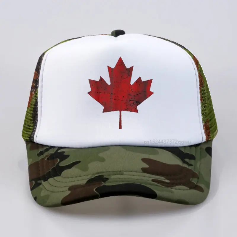 Topi bisbol Pria Wanita, topi snapback kasual jala bernafas cetakan Kanada topi tulang daun Maple gorras