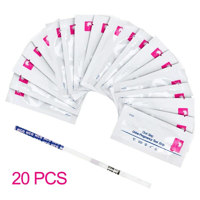 20PCS Self Testing HCG Test Strips Women Early Pregnancy Fertility Test Fast Result Urine Measuring Kit Over 99% Quick Accurate